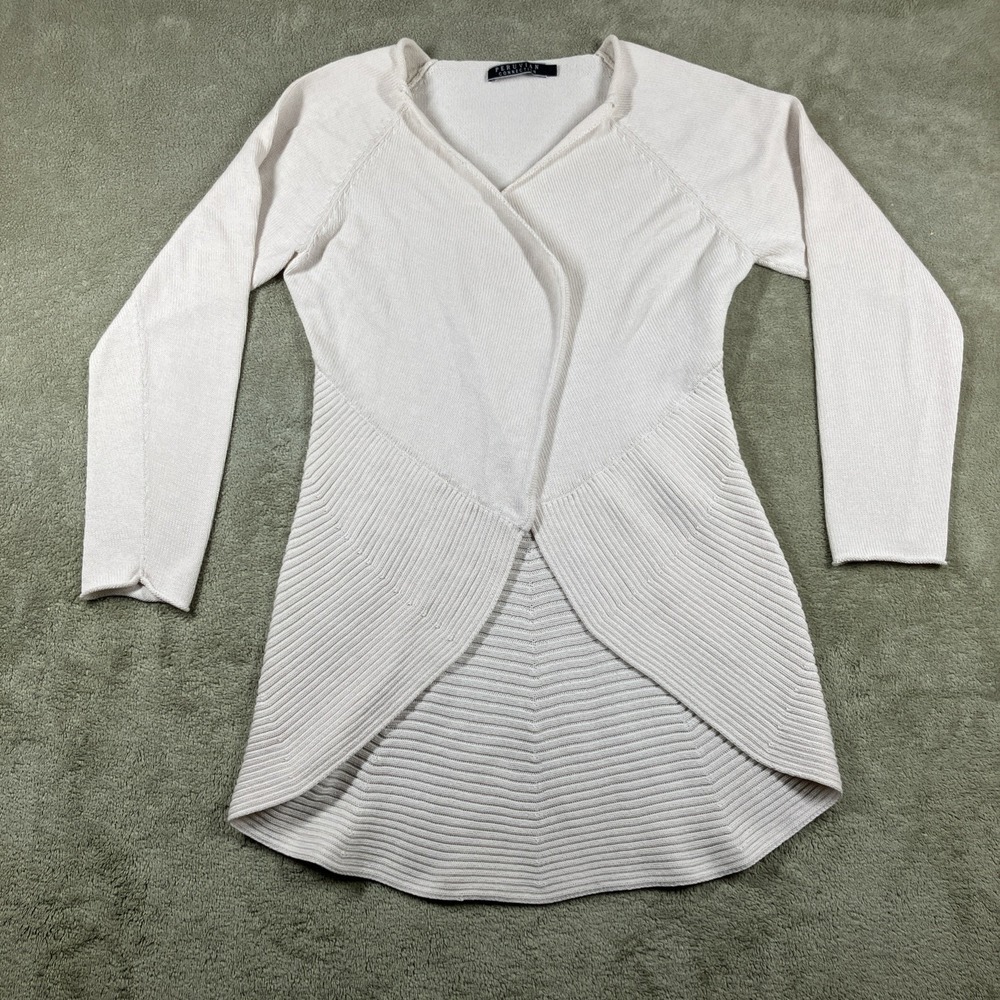 Peruvian Connection Women's Sweater Small White Cardigan Long Neutral Minimalist